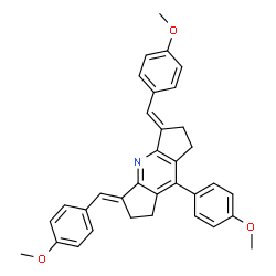 ChemSpider 2D Image | (3E,5E)-3,5-Bis(4-methoxybenzylidene)-8-(4-methoxyphenyl)-1,2,3,5,6,7-hexahydrodicyclopenta[b,e]pyridine | C34H31NO3