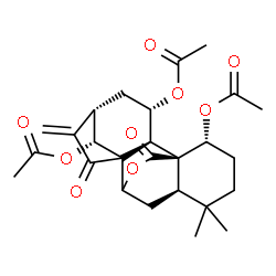 ChemSpider 2D Image | (1beta,5beta,9beta,10alpha,11beta,13alpha,14R)-15,20-Dioxo-7,20-epoxykaur-16-ene-1,11,14-triyl triacetate | C26H32O9