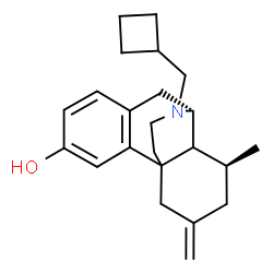 ChemSpider 2D Image | (8beta,9alpha)-17-(Cyclobutylmethyl)-8-methyl-6-methylenemorphinan-3-ol | C23H31NO