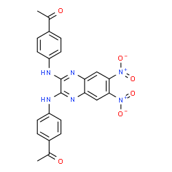 ChemSpider 2D Image | 1,1'-[(6,7-Dinitro-2,3-quinoxalinediyl)bis(imino-4,1-phenylene)]diethanone | C24H18N6O6