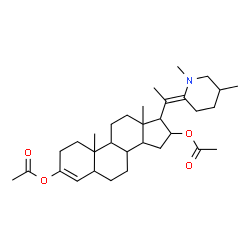 ChemSpider 2D Image | 17-[(1E)-1-(1,5-Dimethyl-2-piperidinylidene)ethyl]androst-3-ene-3,16-diyl diacetate | C32H49NO4