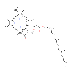 ChemSpider 2D Image | Methyl 9-acetyl-14-ethyl-4,8,13,18-tetramethyl-20-oxo-3-(3-oxo-3-{[(2Z)-3,7,11,15-tetramethyl-2-hexadecen-1-yl]oxy}propyl)-13,14-dihydro-21-phorbinecarboxylate | C55H76N4O6