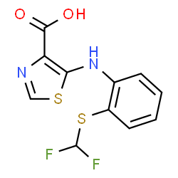 ChemSpider 2D Image | 5-({2-[(Difluoromethyl)sulfanyl]phenyl}amino)-1,3-thiazole-4-carboxylic acid | C11H8F2N2O2S2