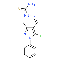 ChemSpider 2D Image | (2Z)-2-[(5-Chloro-3-methyl-1-phenyl-1H-pyrazol-4-yl)methylene]hydrazinecarbothioamide | C12H12ClN5S
