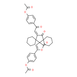 ChemSpider 2D Image | 4-{(2Z)-2-[3-(4-Acetoxyphenyl)-1,13-dioxo-2-oxatrispiro[4.0.5~6~.2.5~14~.0~5~]nonadec-3-en-12-ylidene]acetyl}phenyl acetate | C36H36O8