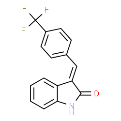 ChemSpider 2D Image | (3E)-3-[4-(Trifluoromethyl)benzylidene]-1,3-dihydro-2H-indol-2-one | C16H10F3NO