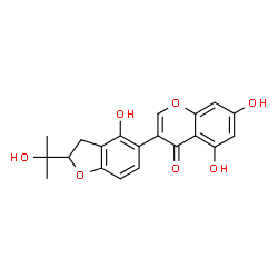 ChemSpider 2D Image | 5,7-Dihydroxy-3-[4-hydroxy-2-(2-hydroxy-2-propanyl)-2,3-dihydro-1-benzofuran-5-yl]-4H-chromen-4-one | C20H18O7