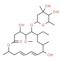 ChemSpider 2D Image | (11E,13E)-6-[(4,5-Dihydroxy-4,6-dimethyltetrahydro-2H-pyran-2-yl)oxy]-7-ethyl-4,10-dihydroxy-5-methoxy-9,16-dimethyloxacyclohexadeca-11,13-dien-2-one | C27H46O9