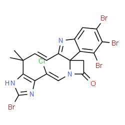 ChemSpider 2D Image | (8E,14Z)-3,4,5,12-Tetrabromo-14-chloro-10,10-dimethyl-10,11-dihydroazeto[1',2':1,2]imidazo[4',5':7,8]azecino[3,2-b]indol-1(2H)-one | C20H13Br4ClN4O