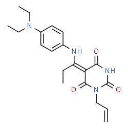 ChemSpider 2D Image | (5E)-1-Allyl-5-(1-{[4-(diethylamino)phenyl]amino}propylidene)-2,4,6(1H,3H,5H)-pyrimidinetrione | C20H26N4O3