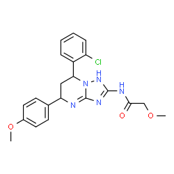 ChemSpider 2D Image | N-[7-(2-Chlorophenyl)-5-(4-methoxyphenyl)-1,5,6,7-tetrahydro[1,2,4]triazolo[1,5-a]pyrimidin-2-yl]-2-methoxyacetamide | C21H22ClN5O3