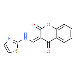 ChemSpider 2D Image | (3Z)-3-[(1,3-Thiazol-2-ylamino)methylene]-2H-chromene-2,4(3H)-dione | C13H8N2O3S