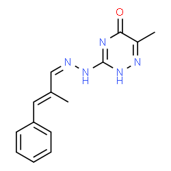 ChemSpider 2D Image | 6-Methyl-3-{(2Z)-2-[(2E)-2-methyl-3-phenyl-2-propen-1-ylidene]hydrazino}-1,2,4-triazin-5(2H)-one | C14H15N5O