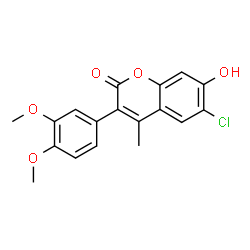 ChemSpider 2D Image | 6-Chloro-3-(3,4-dimethoxyphenyl)-7-hydroxy-4-methyl-2H-chromen-2-one | C18H15ClO5