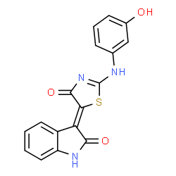 ChemSpider 2D Image | (3Z)-3-{2-[(3-Hydroxyphenyl)amino]-4-oxo-1,3-thiazol-5(4H)-ylidene}-1,3-dihydro-2H-indol-2-one | C17H11N3O3S