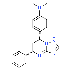 ChemSpider 2D Image | N,N-Dimethyl-4-[(5S,7R)-5-phenyl-1,5,6,7-tetrahydro[1,2,4]triazolo[1,5-a]pyrimidin-7-yl]aniline | C19H21N5