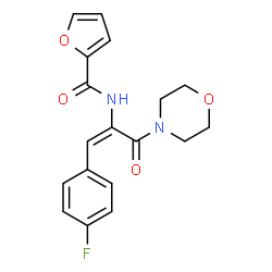 ChemSpider 2D Image | N-[(1E)-1-(4-Fluorophenyl)-3-(4-morpholinyl)-3-oxo-1-propen-2-yl]-2-furamide | C18H17FN2O4