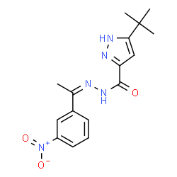 ChemSpider 2D Image | 5-(2-Methyl-2-propanyl)-N'-[(1Z)-1-(3-nitrophenyl)ethylidene]-1H-pyrazole-3-carbohydrazide | C16H19N5O3