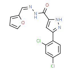 ChemSpider 2D Image | 3-(2,4-Dichlorophenyl)-N'-[(Z)-2-furylmethylene]-1H-pyrazole-5-carbohydrazide | C15H10Cl2N4O2