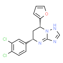 ChemSpider 2D Image | (5S,7R)-5-(3,4-Dichlorophenyl)-7-(2-furyl)-1,5,6,7-tetrahydro[1,2,4]triazolo[1,5-a]pyrimidine | C15H12Cl2N4O