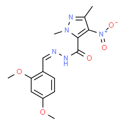 ChemSpider 2D Image | N'-(2,4-dimethoxybenzylidene)-4-nitro-1,3-dimethyl-1H-pyrazole-5-carbohydrazide | C15H17N5O5