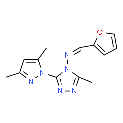 ChemSpider 2D Image | (Z)-N-[3-(3,5-Dimethyl-1H-pyrazol-1-yl)-5-methyl-4H-1,2,4-triazol-4-yl]-1-(2-furyl)methanimine | C13H14N6O
