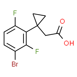 ChemSpider 2D Image | [1-(3-Bromo-2,6-difluorophenyl)cyclopropyl]acetic acid | C11H9BrF2O2