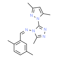 ChemSpider 2D Image | (Z)-1-(2,5-Dimethylphenyl)-N-[3-(3,5-dimethyl-1H-pyrazol-1-yl)-5-methyl-4H-1,2,4-triazol-4-yl]methanimine | C17H20N6