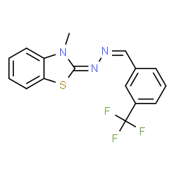 ChemSpider 2D Image | (2E)-3-Methyl-2-{(2Z)-[3-(trifluoromethyl)benzylidene]hydrazono}-2,3-dihydro-1,3-benzothiazole | C16H12F3N3S