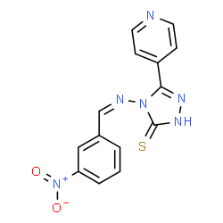 ChemSpider 2D Image | 4-[(Z)-(3-Nitrobenzylidene)amino]-5-(4-pyridinyl)-2,4-dihydro-3H-1,2,4-triazole-3-thione | C14H10N6O2S