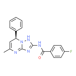 ChemSpider 2D Image | 4-Fluoro-N-[(7S)-5-methyl-7-phenyl-1,7-dihydro[1,2,4]triazolo[1,5-a]pyrimidin-2-yl]benzamide | C19H16FN5O