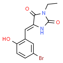 ChemSpider 2D Image | (5Z)-5-(5-Bromo-2-hydroxybenzylidene)-3-ethyl-2,4-imidazolidinedione | C12H11BrN2O3