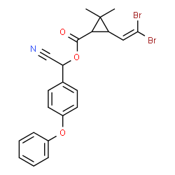 ChemSpider 2D Image | Cyano(4-phenoxyphenyl)methyl 3-(2,2-dibromovinyl)-2,2-dimethylcyclopropanecarboxylate | C22H19Br2NO3
