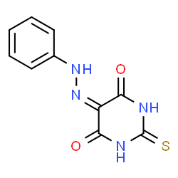 ChemSpider 2D Image | 5-(Phenylhydrazono)-2-thioxodihydro-4,6(1H,5H)-pyrimidinedione | C10H8N4O2S