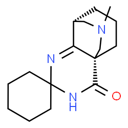 ChemSpider 2D Image | (1'R,7'S)-9'-Methyl-3',5',9'-triazaspiro[cyclohexane-1,4'-tricyclo[5.3.3.0~1,6~]tridecane]-5'-en-2'-one | C16H25N3O