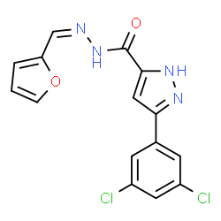 ChemSpider 2D Image | 3-(3,5-Dichlorophenyl)-N'-[(Z)-2-furylmethylene]-1H-pyrazole-5-carbohydrazide | C15H10Cl2N4O2