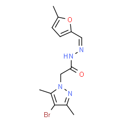 ChemSpider 2D Image | 2-(4-Bromo-3,5-dimethyl-1H-pyrazol-1-yl)-N'-[(Z)-(5-methyl-2-furyl)methylene]acetohydrazide | C13H15BrN4O2