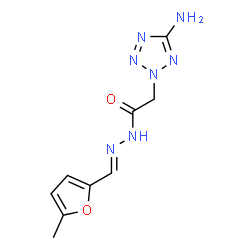 ChemSpider 2D Image | 2-(5-Amino-2H-tetrazol-2-yl)-N'-[(E)-(5-methyl-2-furyl)methylene]acetohydrazide | C9H11N7O2