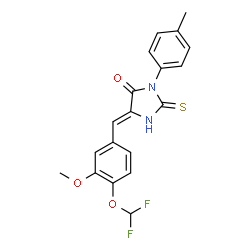 ChemSpider 2D Image | (5Z)-5-[4-(Difluoromethoxy)-3-methoxybenzylidene]-3-(4-methylphenyl)-2-thioxo-4-imidazolidinone | C19H16F2N2O3S