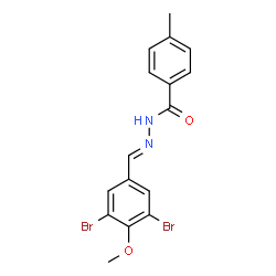 ChemSpider 2D Image | N'-[(E)-(3,5-Dibromo-4-methoxyphenyl)methylene]-4-methylbenzohydrazide | C16H14Br2N2O2