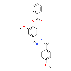 ChemSpider 2D Image | 2-Methoxy-4-{(Z)-[(4-methoxybenzoyl)hydrazono]methyl}phenyl benzoate | C23H20N2O5