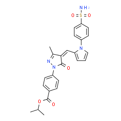 ChemSpider 2D Image | Isopropyl 4-[(4Z)-3-methyl-5-oxo-4-{[1-(4-sulfamoylphenyl)-1H-pyrrol-2-yl]methylene}-4,5-dihydro-1H-pyrazol-1-yl]benzoate | C25H24N4O5S