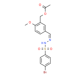 ChemSpider 2D Image | 5-[(Z)-{[(4-Bromophenyl)sulfonyl]hydrazono}methyl]-2-methoxybenzyl acetate | C17H17BrN2O5S