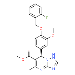 ChemSpider 2D Image | Methyl (7R)-7-{4-[(2-fluorobenzyl)oxy]-3-methoxyphenyl}-5-methyl-1,7-dihydro[1,2,4]triazolo[1,5-a]pyrimidine-6-carboxylate | C22H21FN4O4