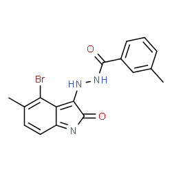 ChemSpider 2D Image | N'-(4-Bromo-5-methyl-2-oxo-2H-indol-3-yl)-3-methylbenzohydrazide | C17H14BrN3O2