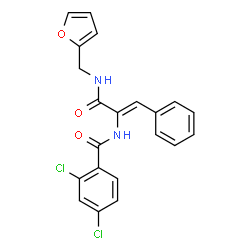 ChemSpider 2D Image | 2,4-Dichloro-N-{1-[(furan-2-ylmethyl)-carbamoyl]-2-phenyl-vinyl}-benzamide | C21H16Cl2N2O3