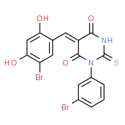 ChemSpider 2D Image | (5Z)-5-(5-Bromo-2,4-dihydroxybenzylidene)-1-(3-bromophenyl)-2-thioxodihydro-4,6(1H,5H)-pyrimidinedione | C17H10Br2N2O4S