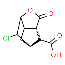 ChemSpider 2D Image | (1R,6S)-2-Chloro-5-oxo-4-oxatricyclo[4.2.1.0~3,7~]nonane-9-carboxylic acid | C9H9ClO4