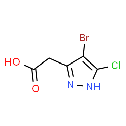 ChemSpider 2D Image | (4-Bromo-5-chloro-1H-pyrazol-3-yl)acetic acid | C5H4BrClN2O2