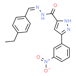 ChemSpider 2D Image | N'-[(Z)-(4-Ethylphenyl)methylene]-3-(3-nitrophenyl)-1H-pyrazole-5-carbohydrazide | C19H17N5O3